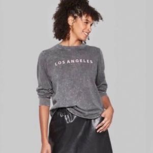 Wild Fable Acid Wash Long Sleeve Grphic Los Angeles Tee